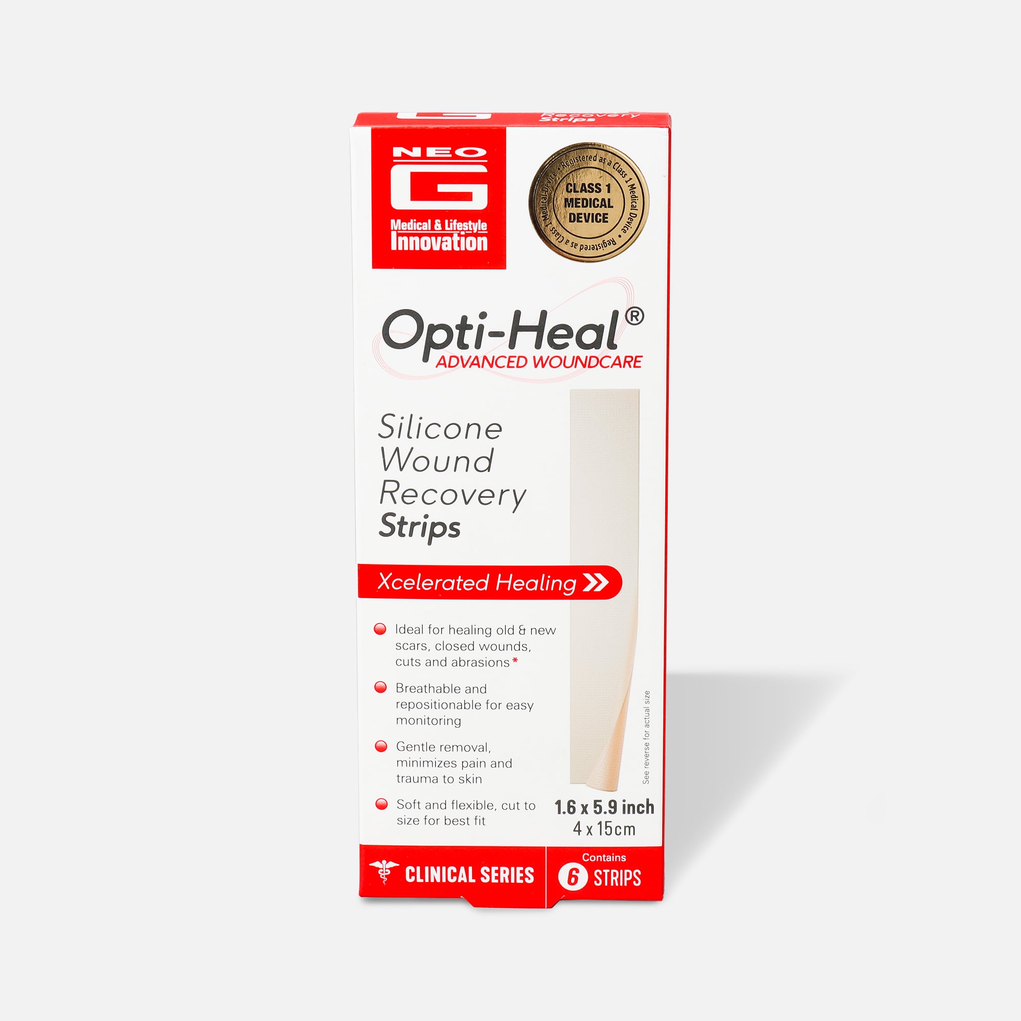 Neo G Silicone Wound Recovery Strips, 1.6”x 5.9” – 6 ct., , large