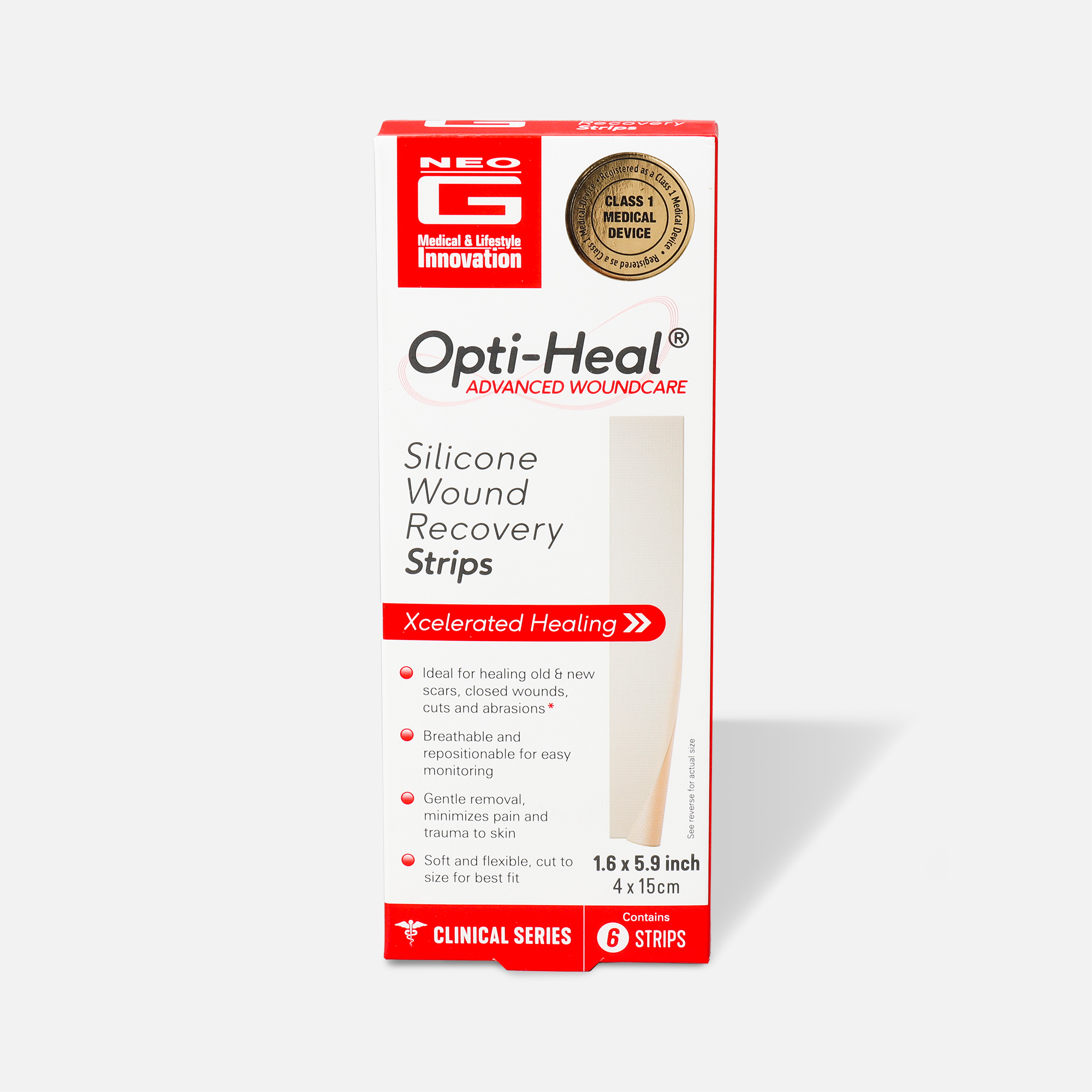 Neo G Silicone Wound Recovery Strips, 1.6”x 5.9” – 6 ct., , large