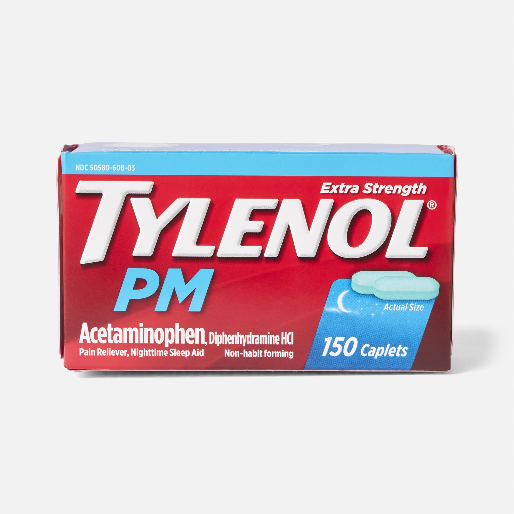 Tylenol PM Extra Strength Pain Reliever/Nighttime Sleep-Aid Caplets, 150 ct., , large