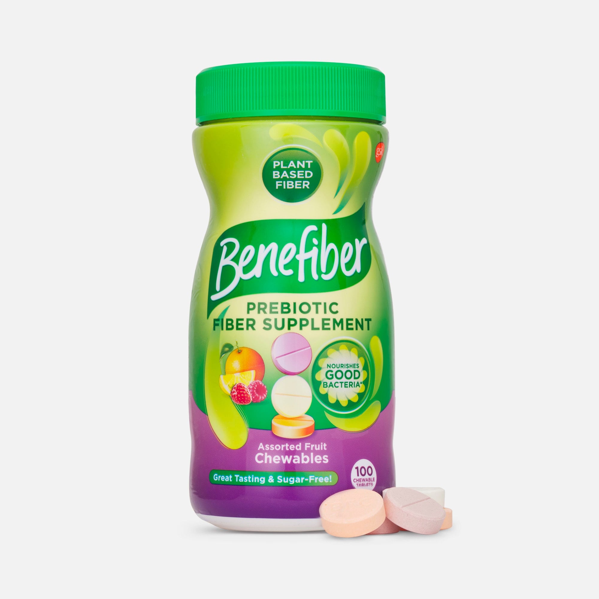 Benefiber Chewable Prebiotic Fiber Supplement Tablets for Digestive Health, Assorted Fruit, 100 ct., , large
