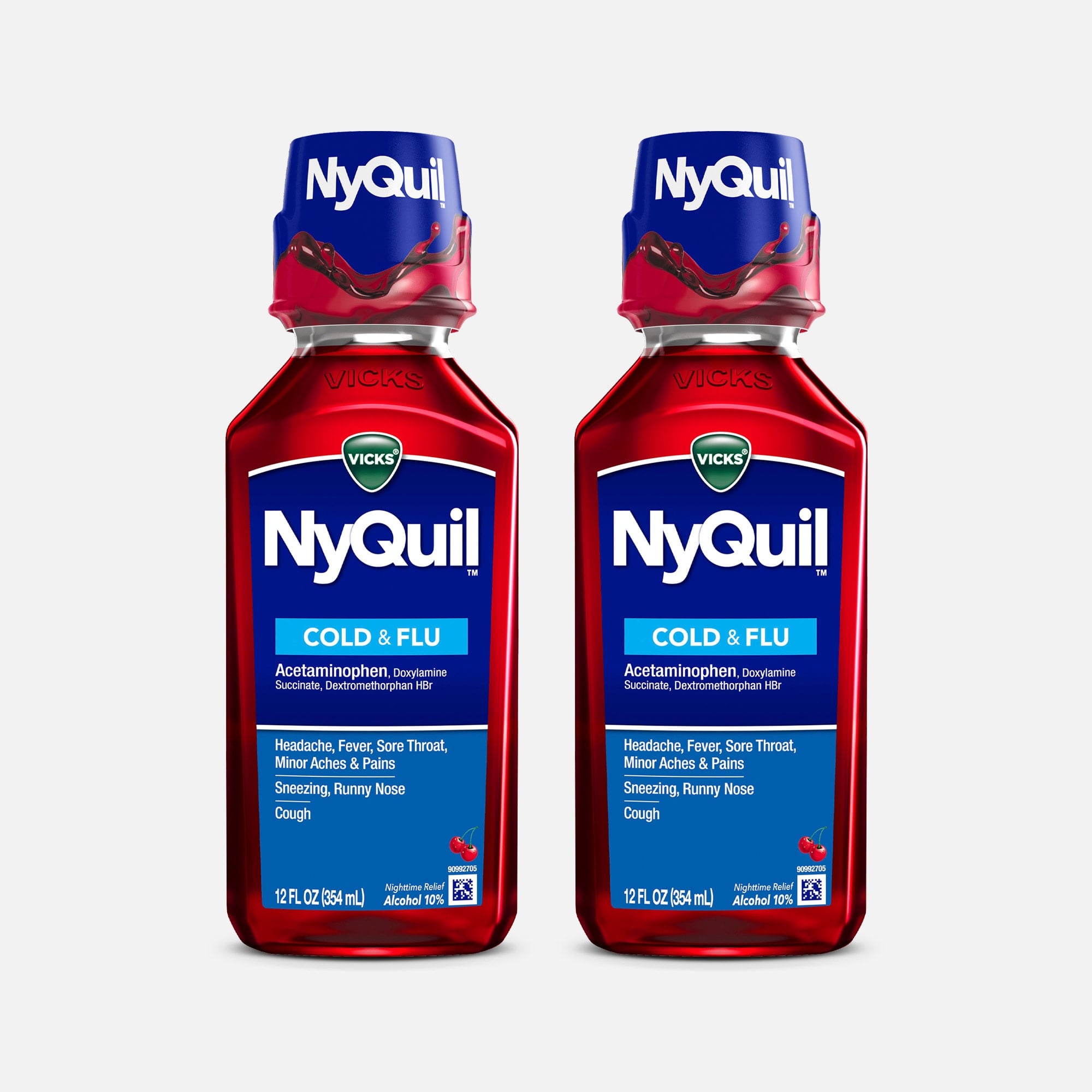 Vicks NyQuil Cold & Flu, Cherry, 12 oz. (2-Pack), , large
