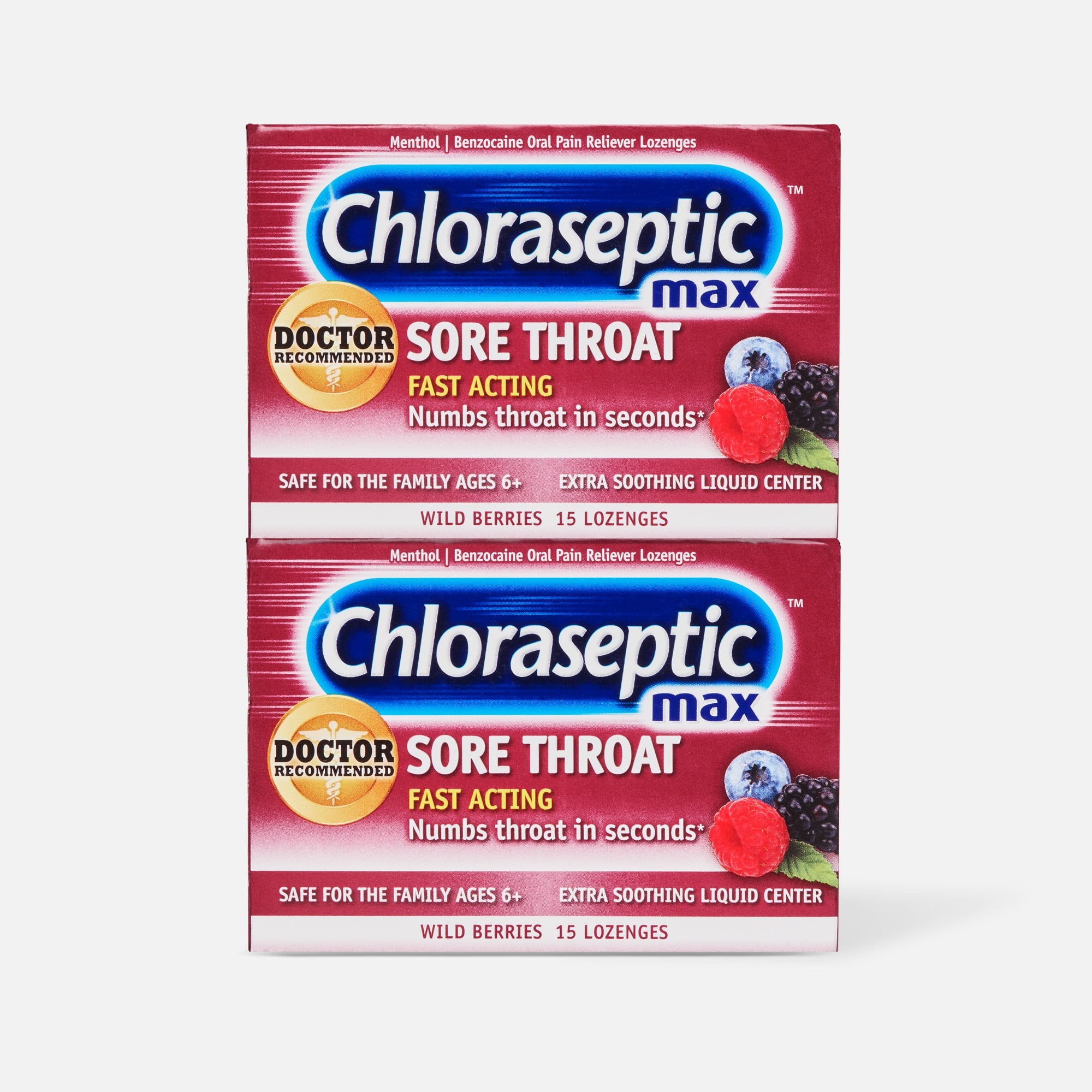 Chloraseptic Max, Wild Berries, Sore Throat Lozenges, 15 ct. (2-Pack), , large