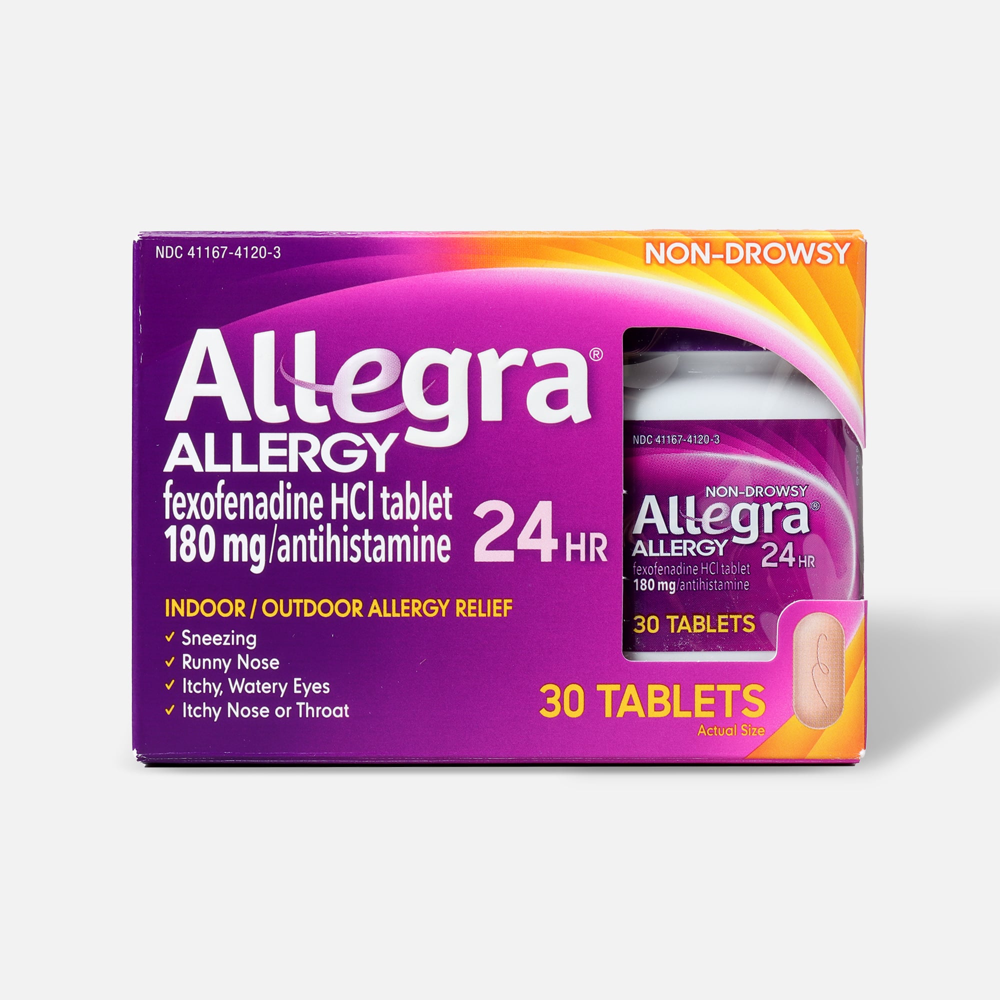 Allegra 24-Hour Indoor & Outdoor Allergy Relief Tablets, , large