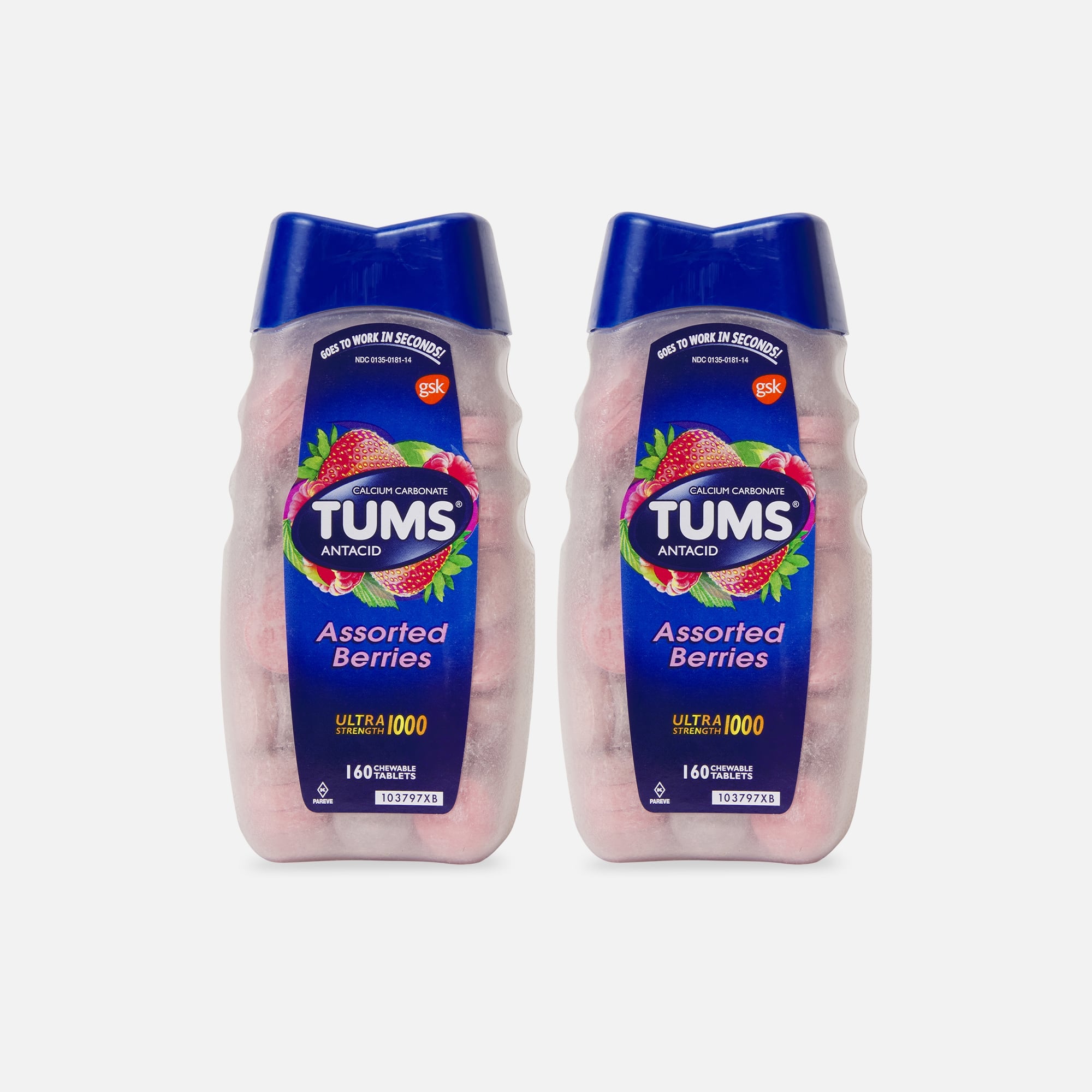 TUMS Ultra Strength Chewable Antacid Tablets, Assorted Berries, 160 ct. (2-Pack), , large