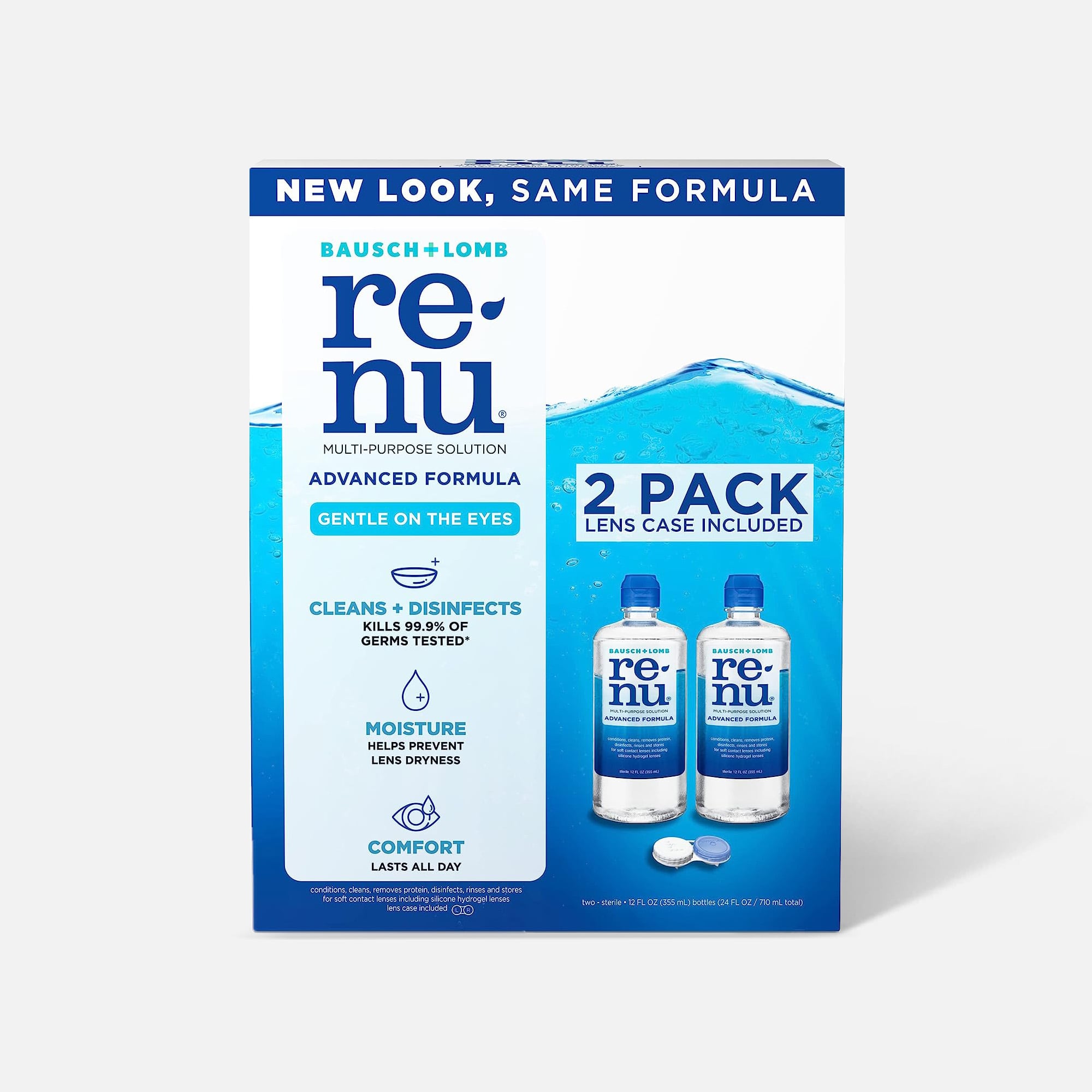 Renu Advanced Formula Multi-Purpose Contact Lens Solution, 12 oz. (Twin Pack), , large