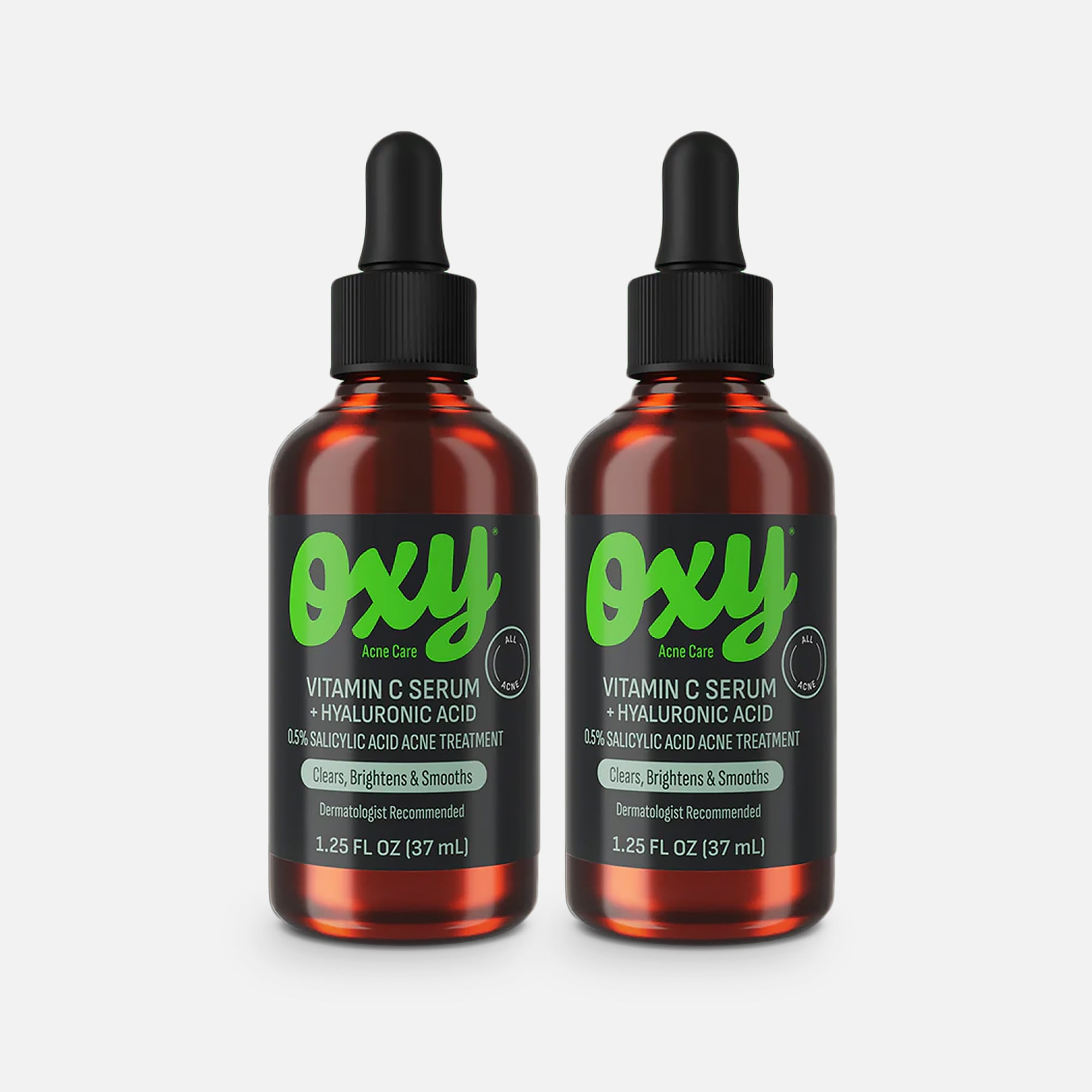 OXY Acne Care Vitamin C Serum + Hyaluronic Acid Acne Treatment, 1.25 fl oz. (2-Pack), , large