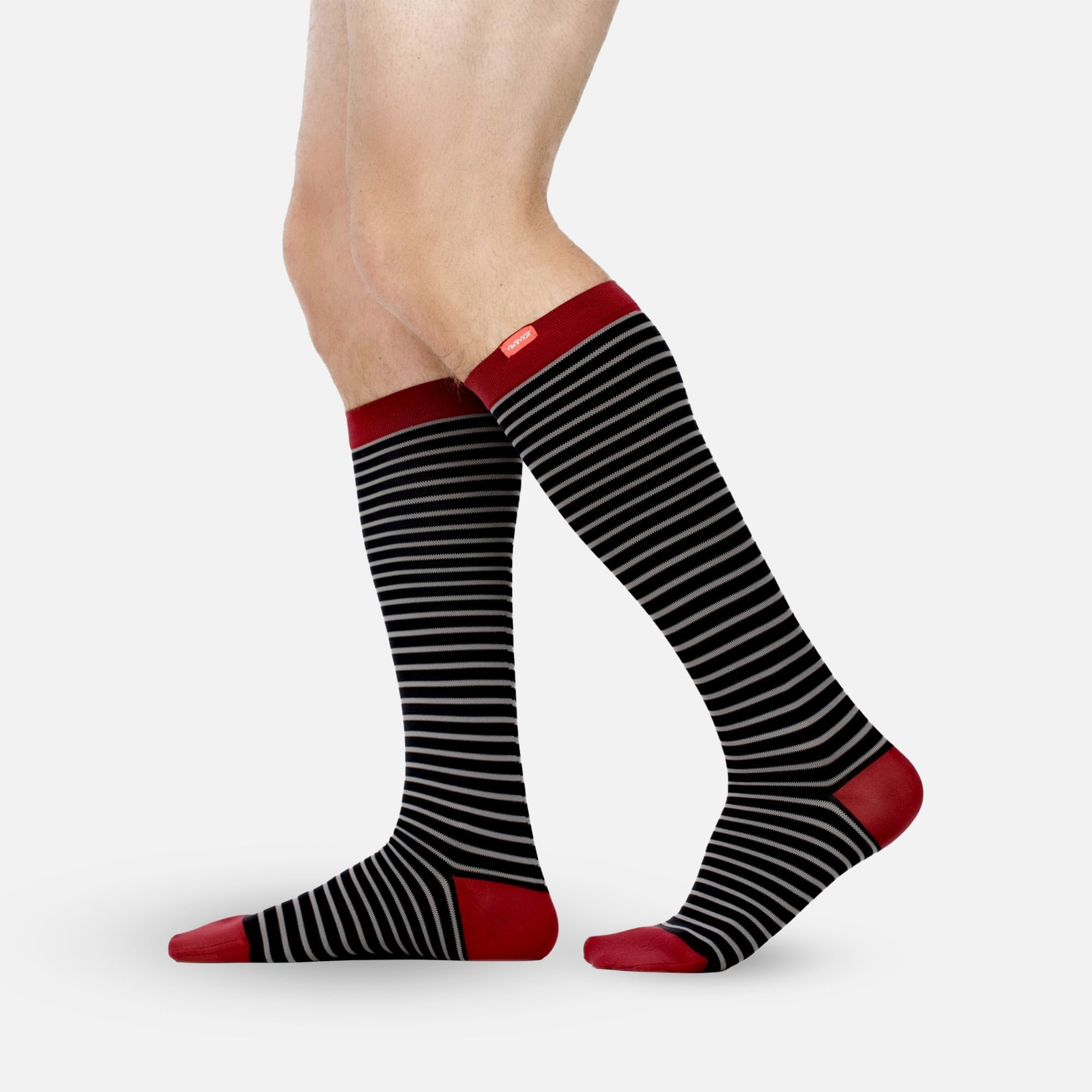 VIM & VIGR Nylon Compression Socks, Little Stripe Black & Gray, 30-40 mmHg, , large