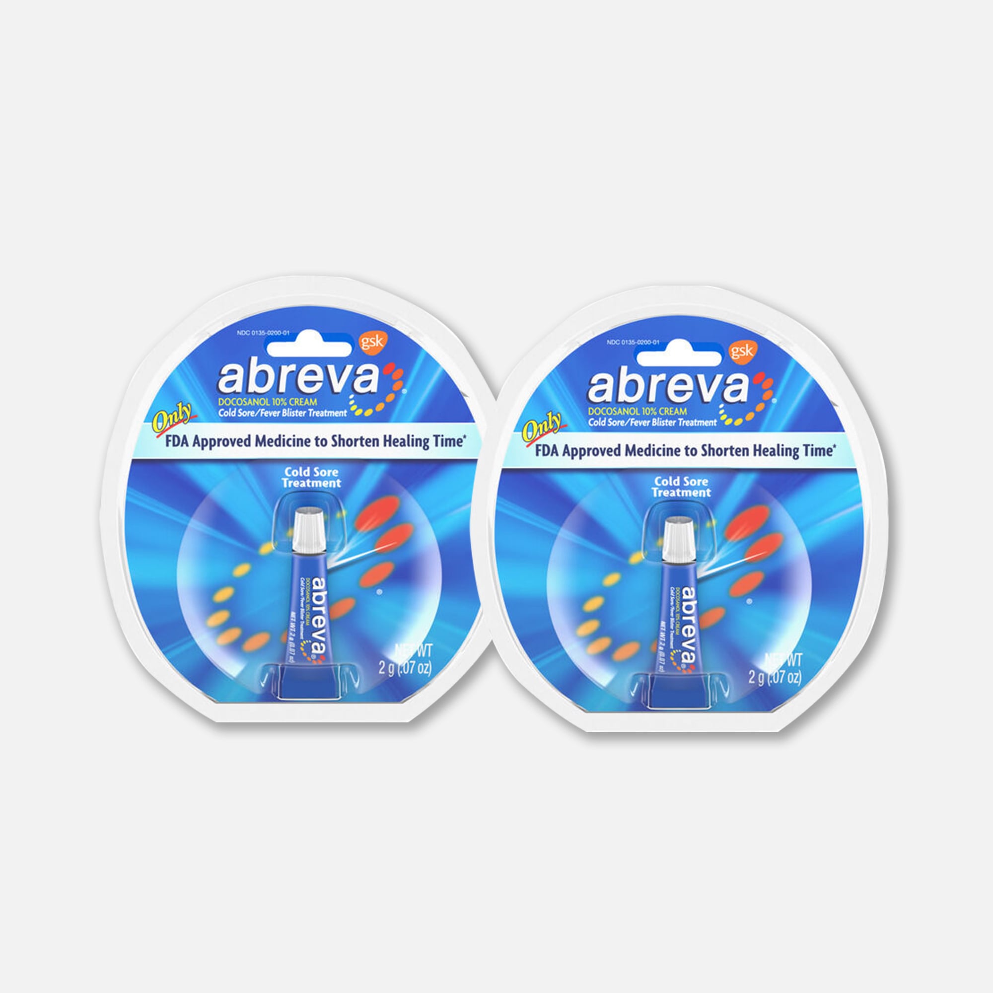 Abreva, Docosanol 10% Cream Tube, Treatment for Cold Sore/Fever Blister, 2g (2-Pack), , large