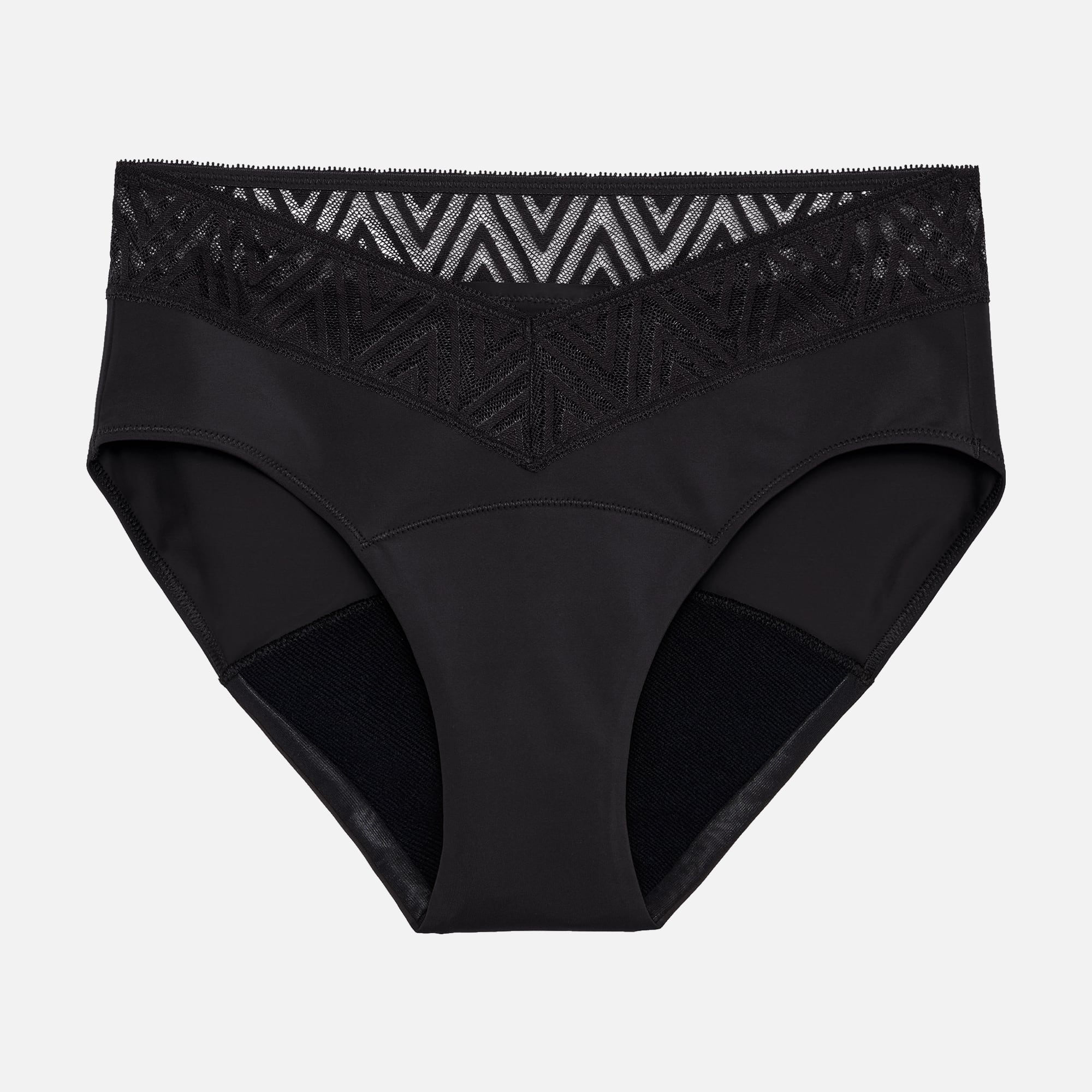 Thinx Comfort Stretch Hiphugger Period Underwear, Black, , large