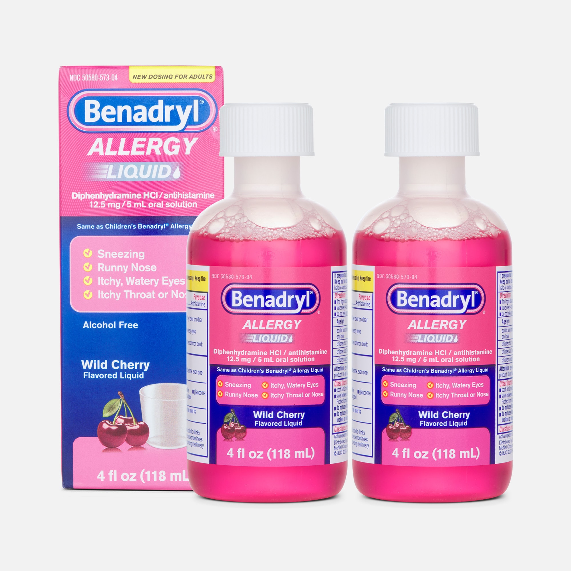 Benadryl Allergy Relief Oral Solution, Wild Cherry, 4 fl oz. (2-Pack), , large