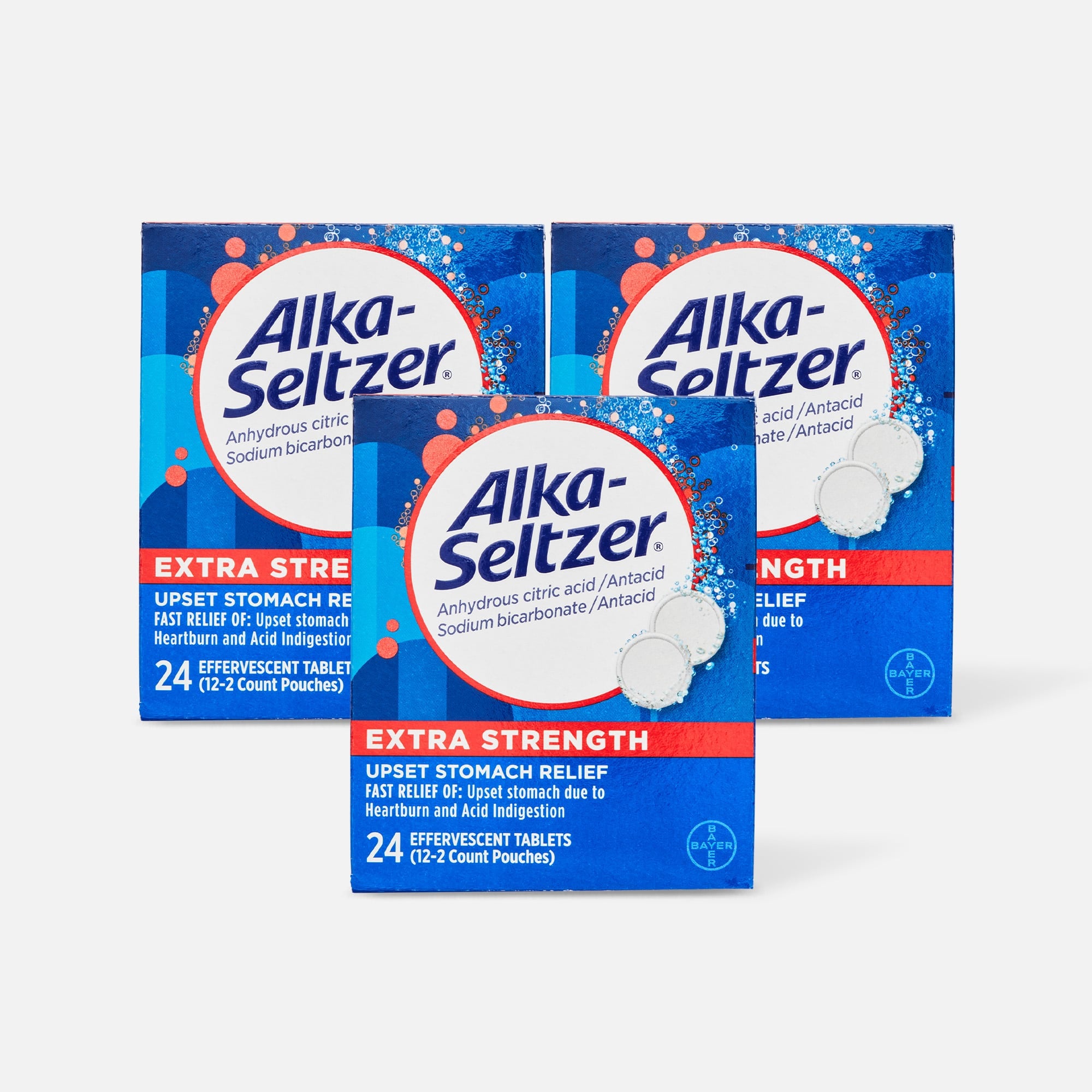 Alka-Seltzer Effervescent Tablets, Extra Strength, 24 ct. (3-Pack), , large