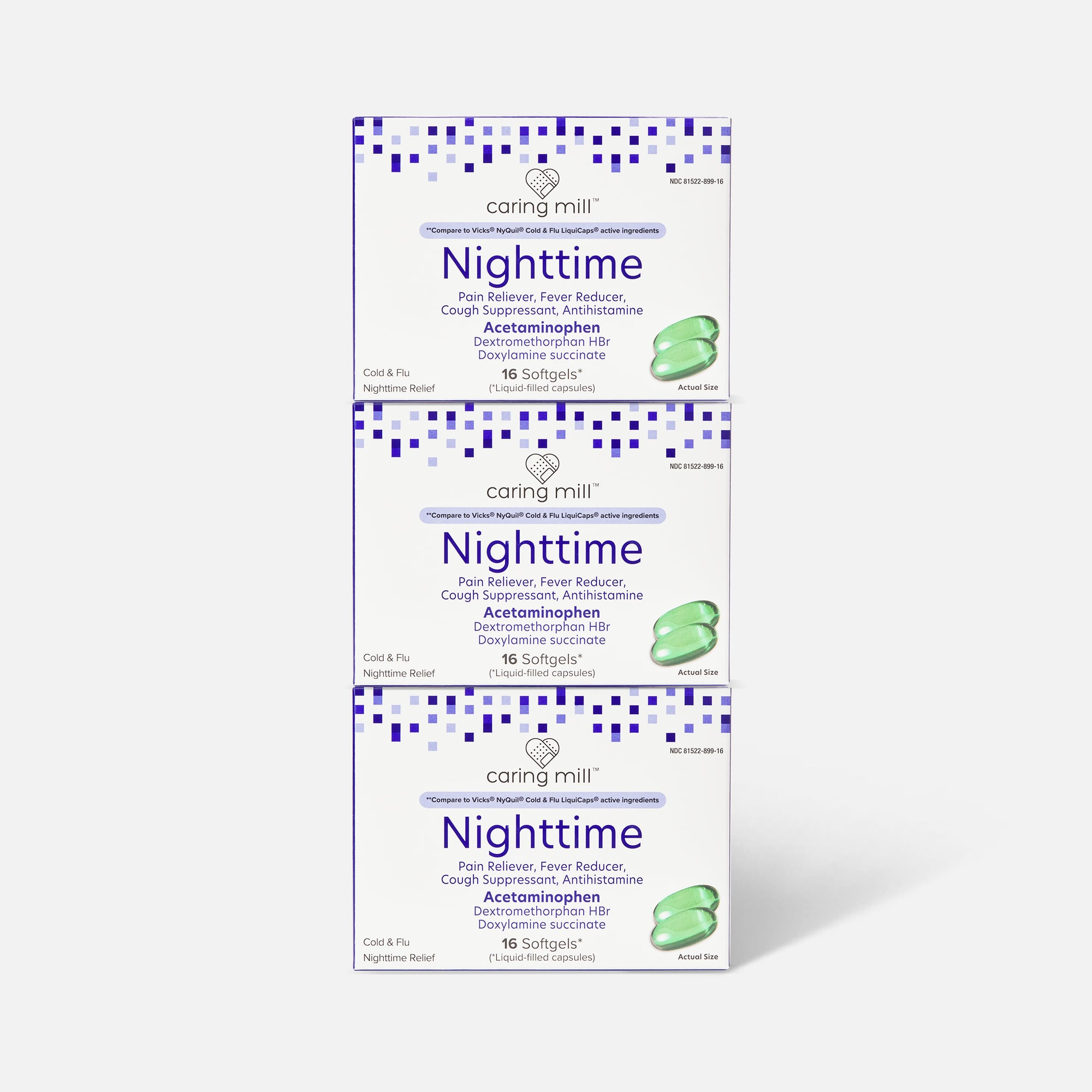 Caring Mill™ Nighttime Cold & Flu Relief Soft Gels, 16 ct. (3-Pack), , large