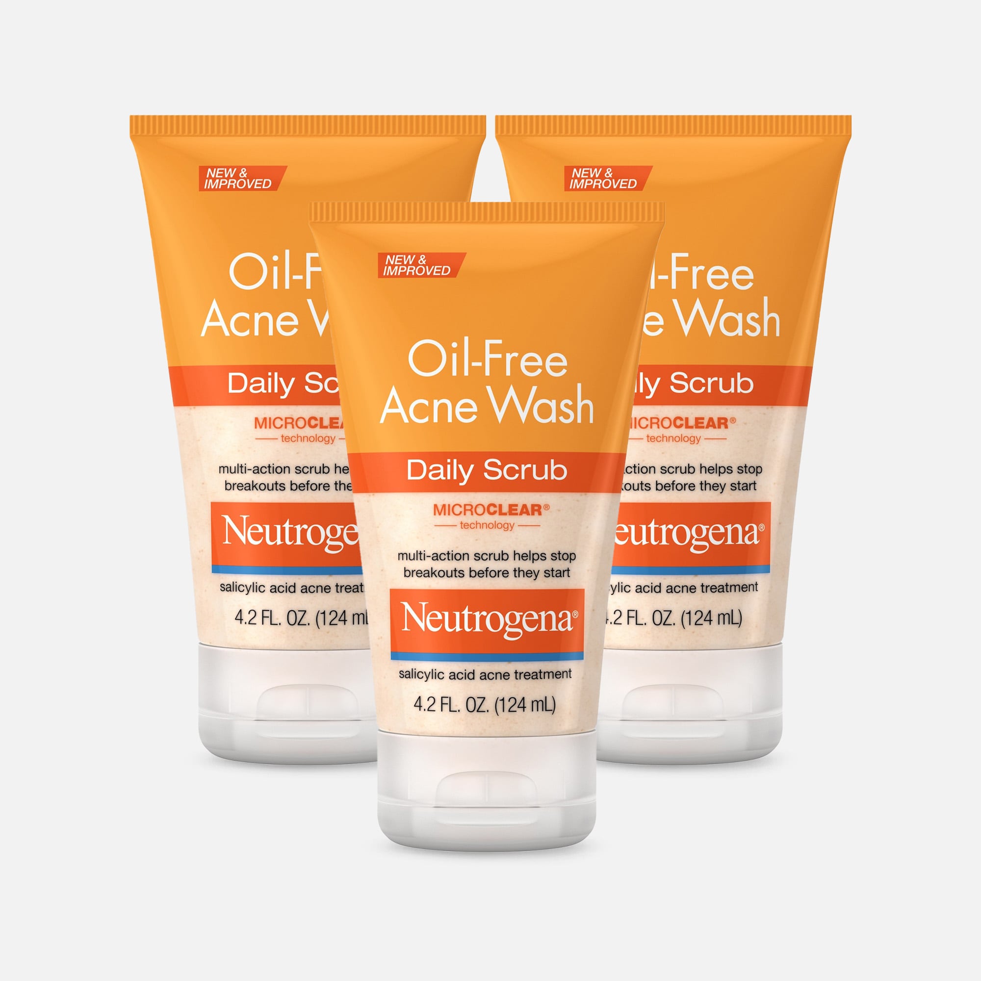 Neutrogena Oil-Free Acne Daily Face Scrub, 4.2 oz. (3-Pack), , large
