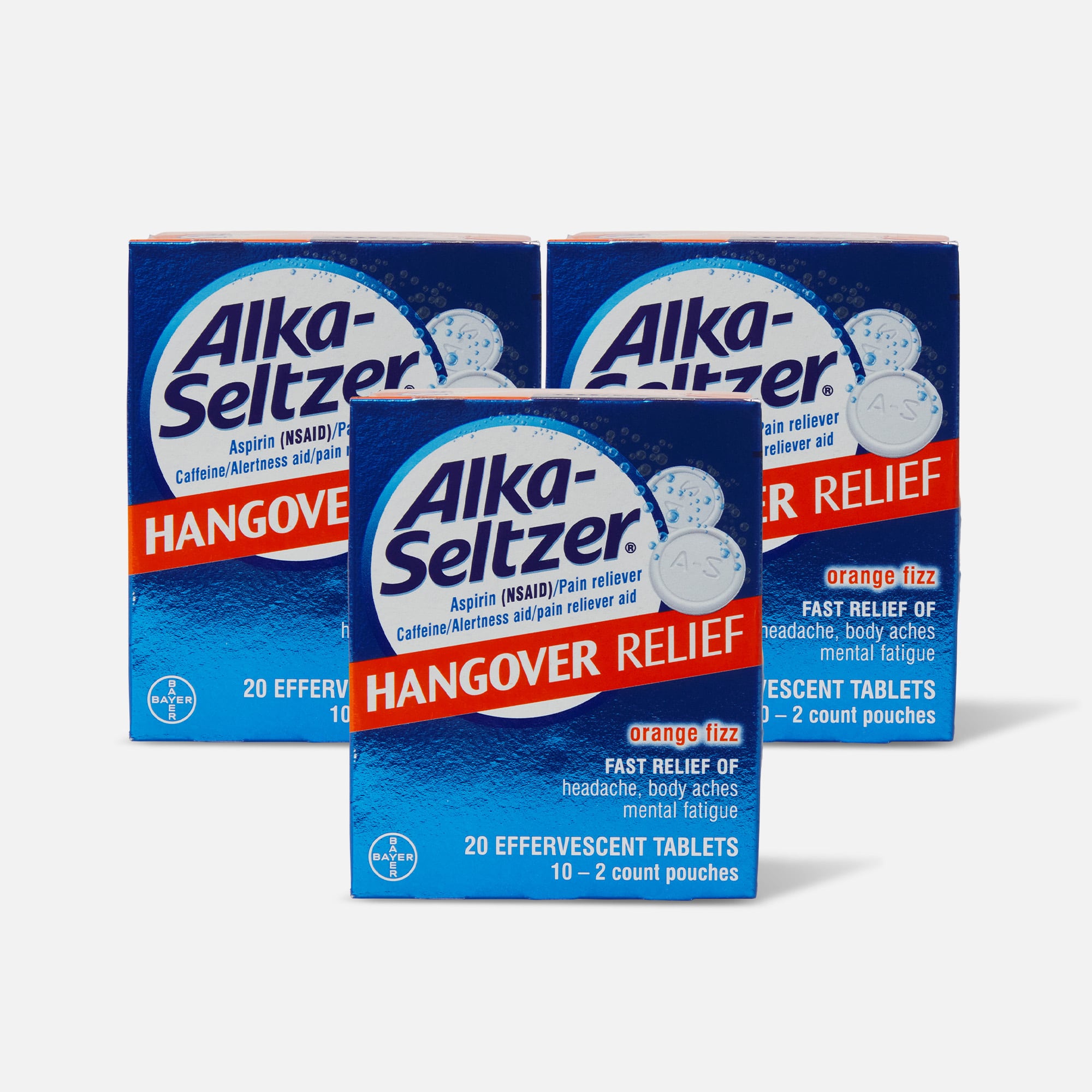 Alka-Seltzer Hangover Relief Effervescent Tablets Formulated for Fast Relief of Headaches, Body Aches and Mental Fatigue, 20 ct. (3-Pack), , large