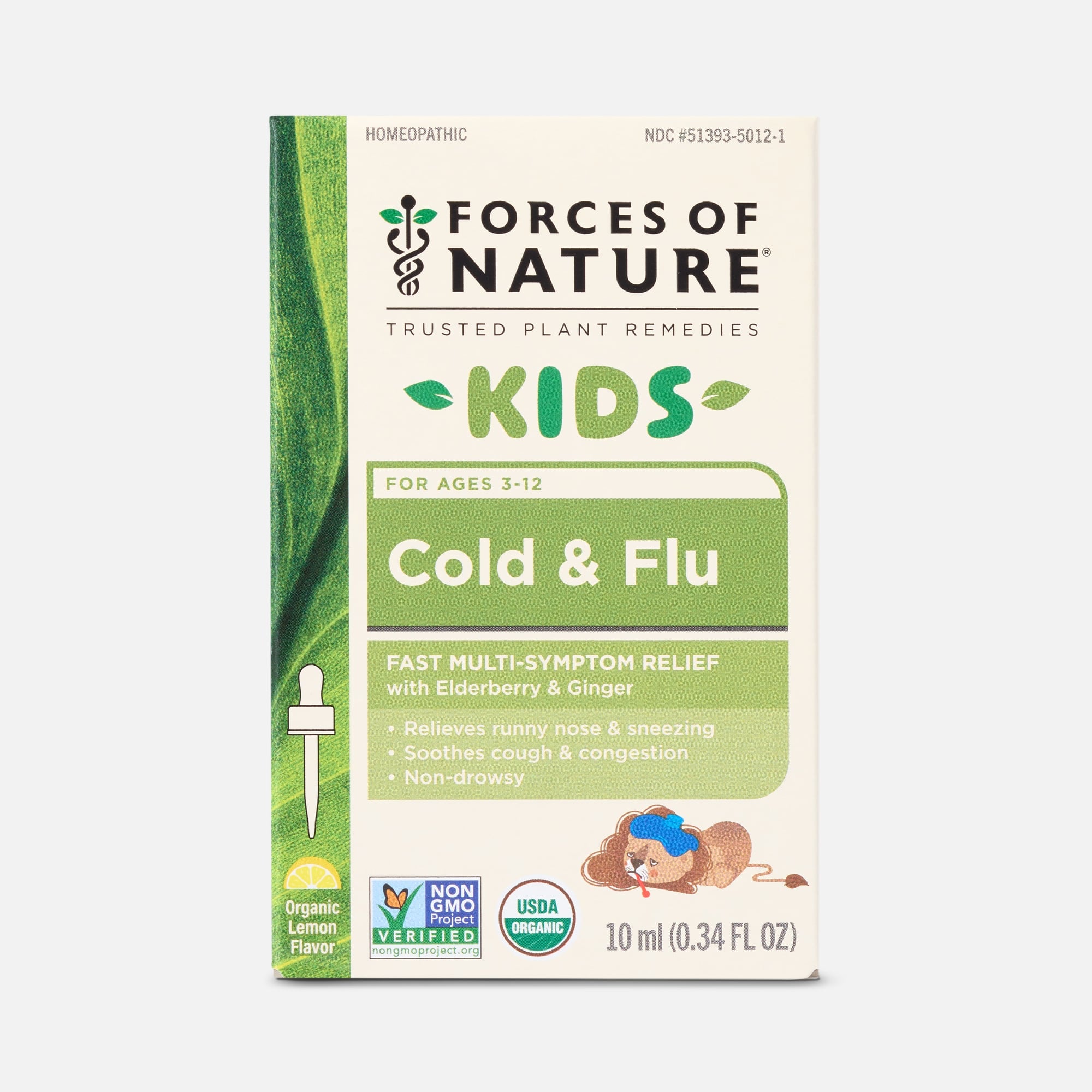 Forces of Nature Cold & Flu for Kids Sublingual Drops, Lemon, 10ml, , large