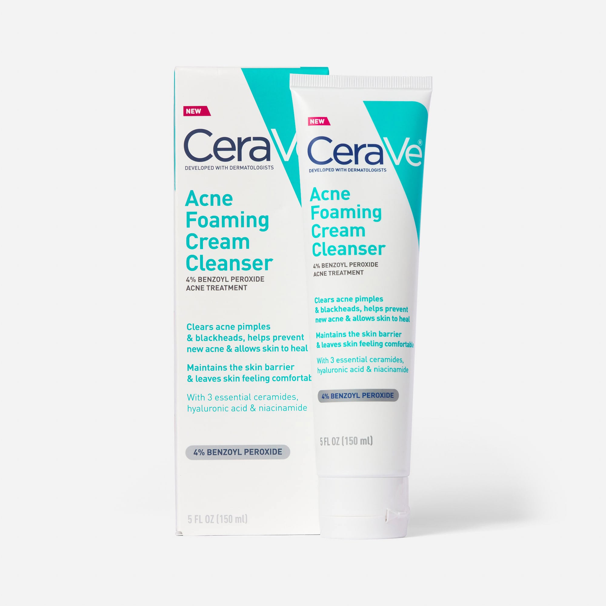 CeraVe Acne Foaming Cream Cleanser, 5 oz., , large