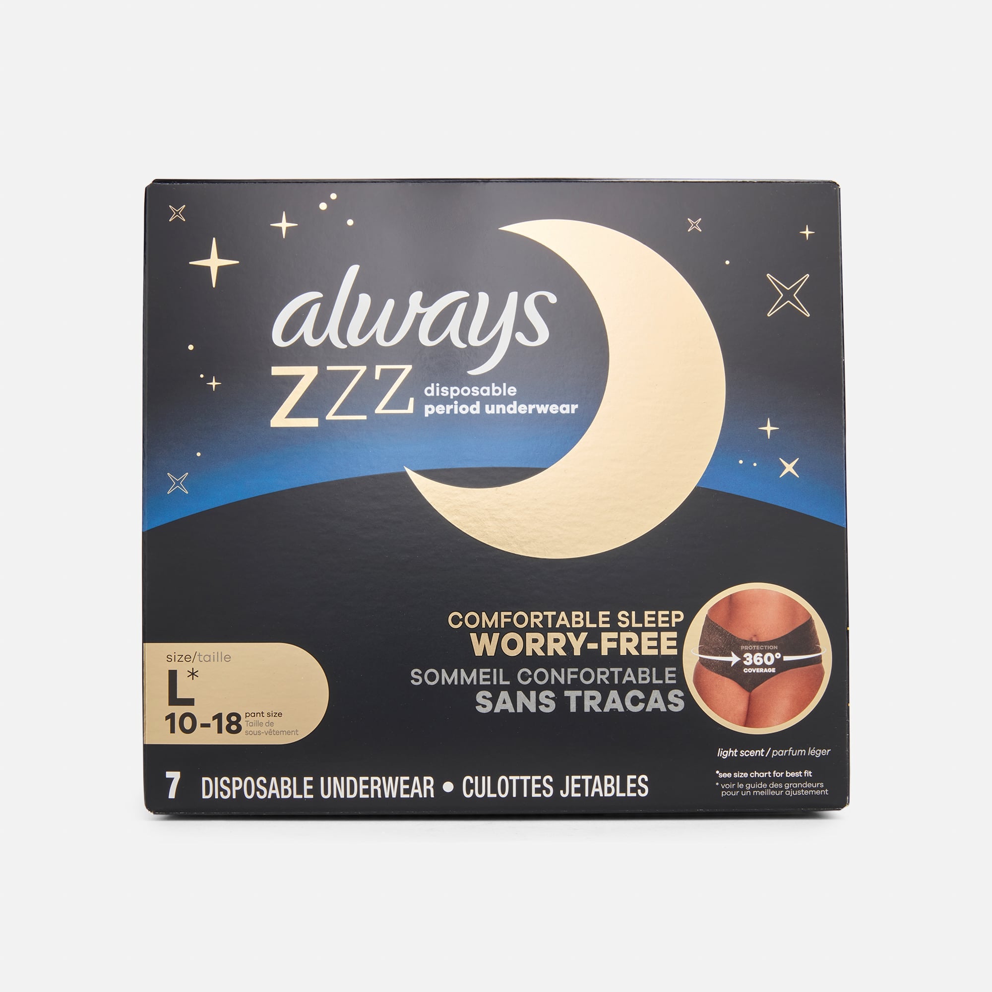 Always ZZZ Overnight Disposable Period Underwear, 7 ct., , large