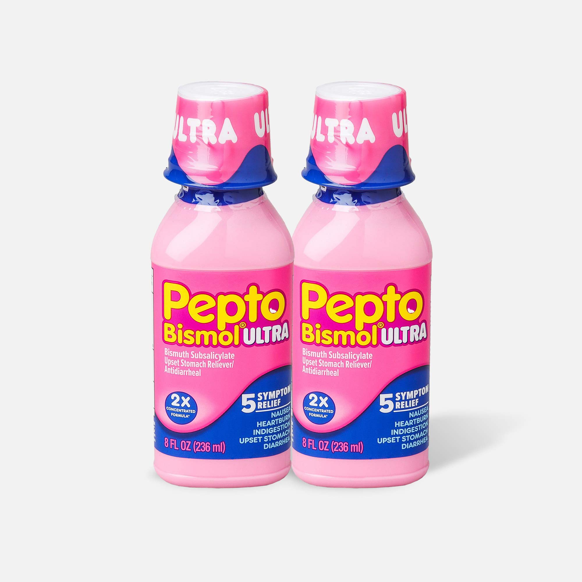 Pepto Bismol Ultra 5 Symptom Stomach Relief Liquid, Original, 12 oz. (2-Pack), , large