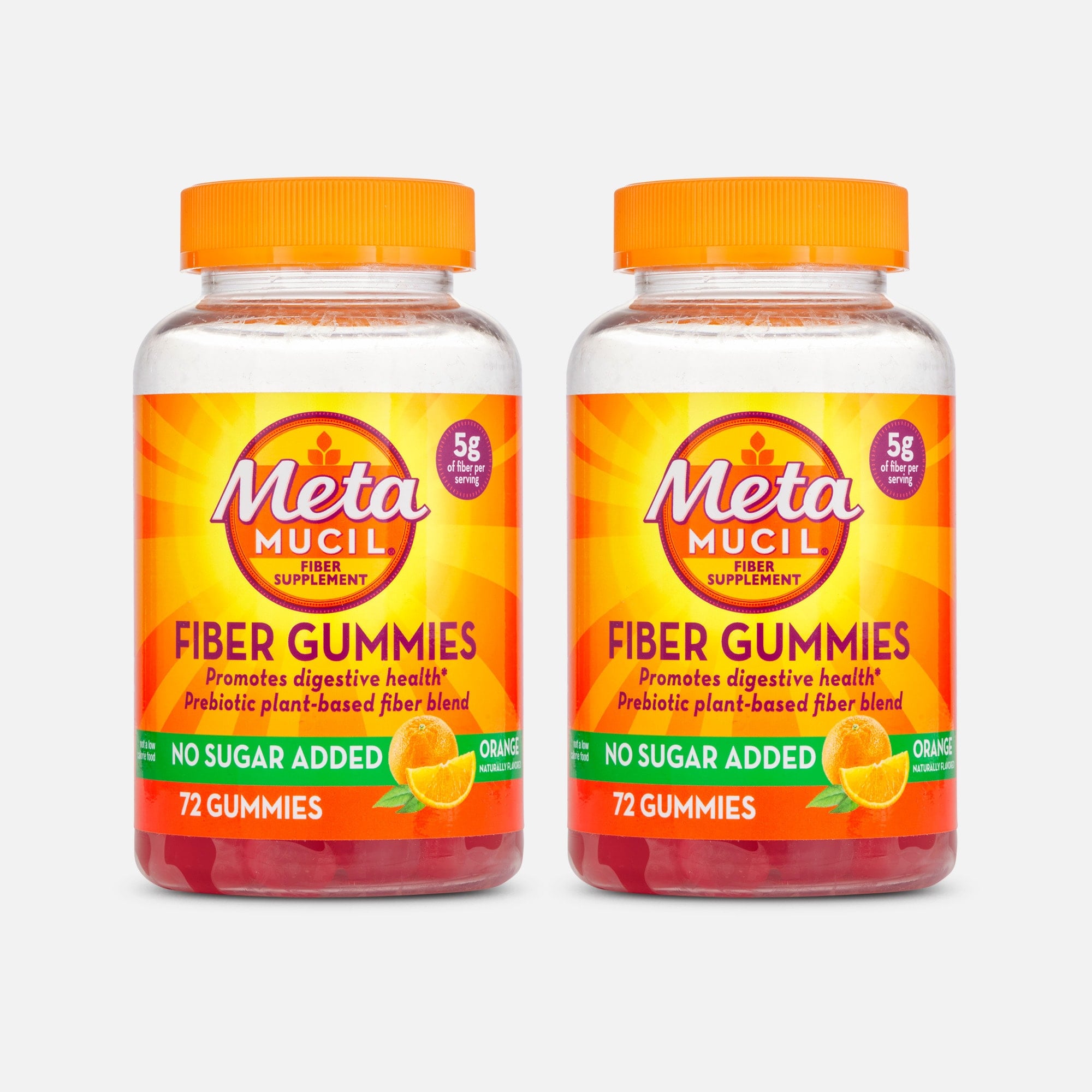 Metamucil Fiber Gummies, No Sugar Added, Orange, 72 ct. (2-Pack), , large