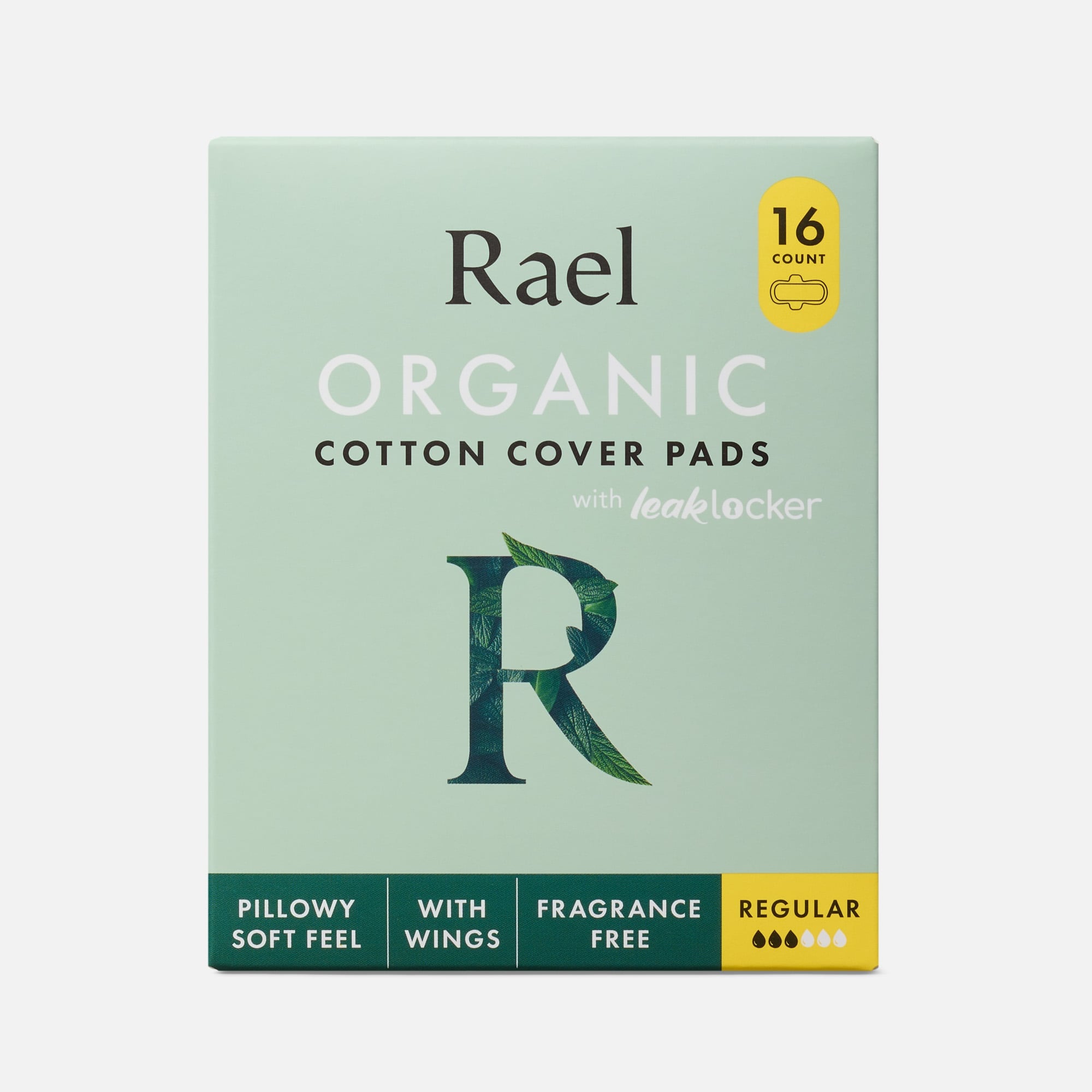 Rael Organic Cotton Cover Pads, Regular, 16 ct., , large