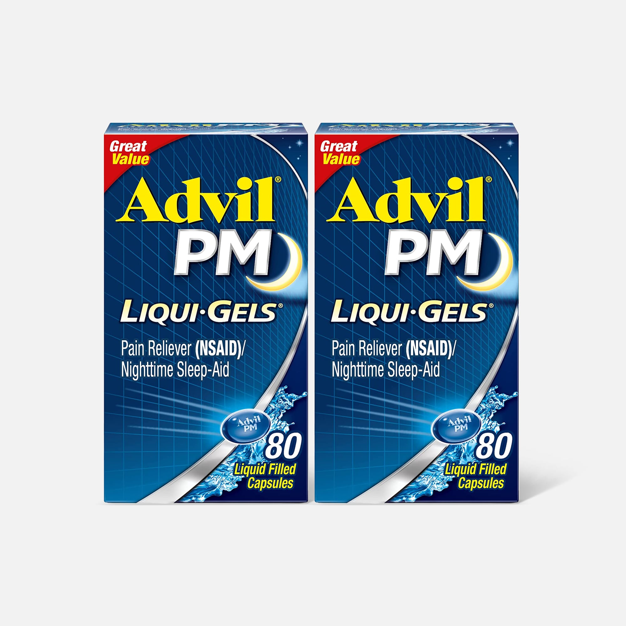 Advil Pain PM Reliever & Nighttime Sleep Aid Liqui-Gels, 80 ct. (2-Pack), , large
