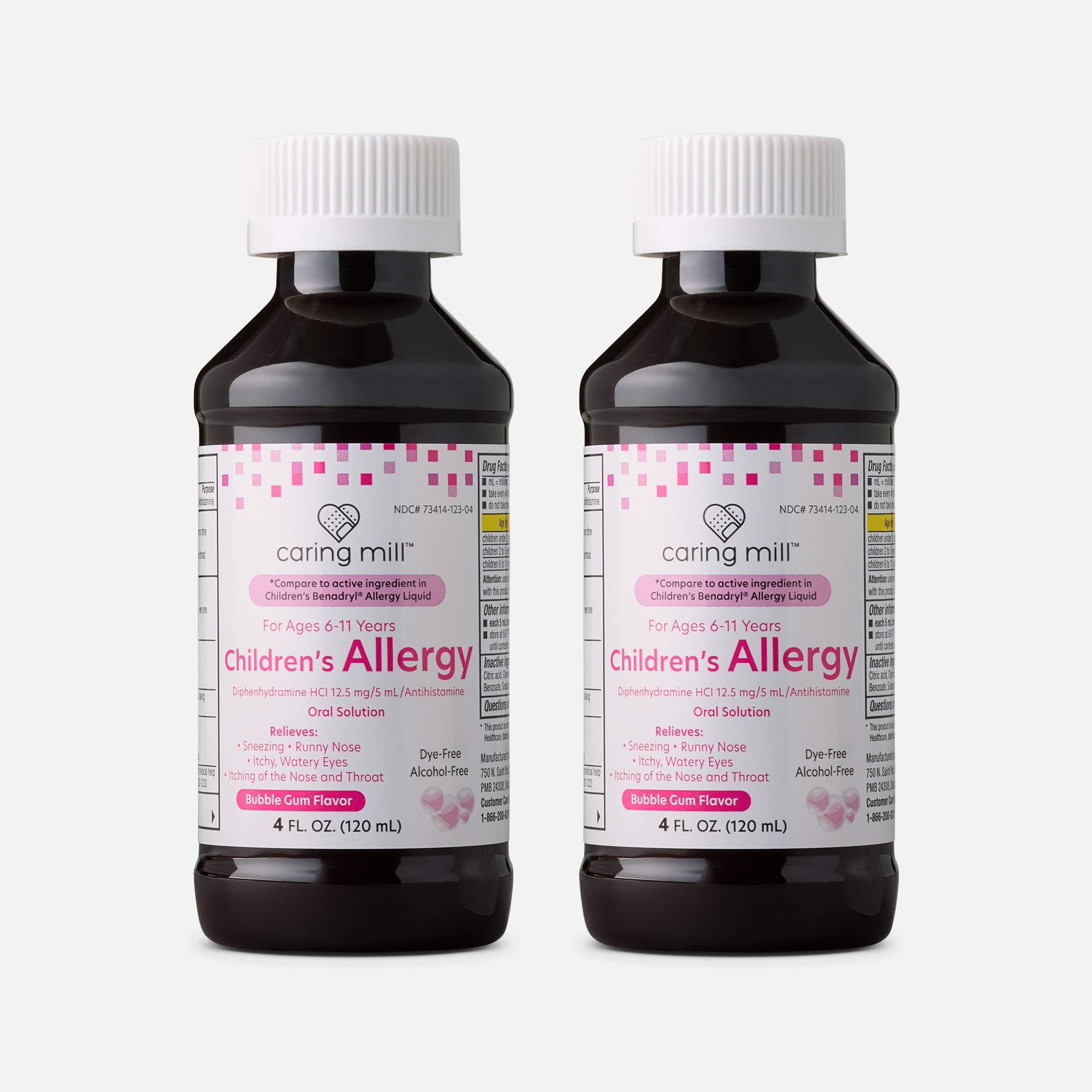 Caring Mill™ Children's Allergy Dye-Free Bubblegum Liquid 4 oz. (2-Pack), , large