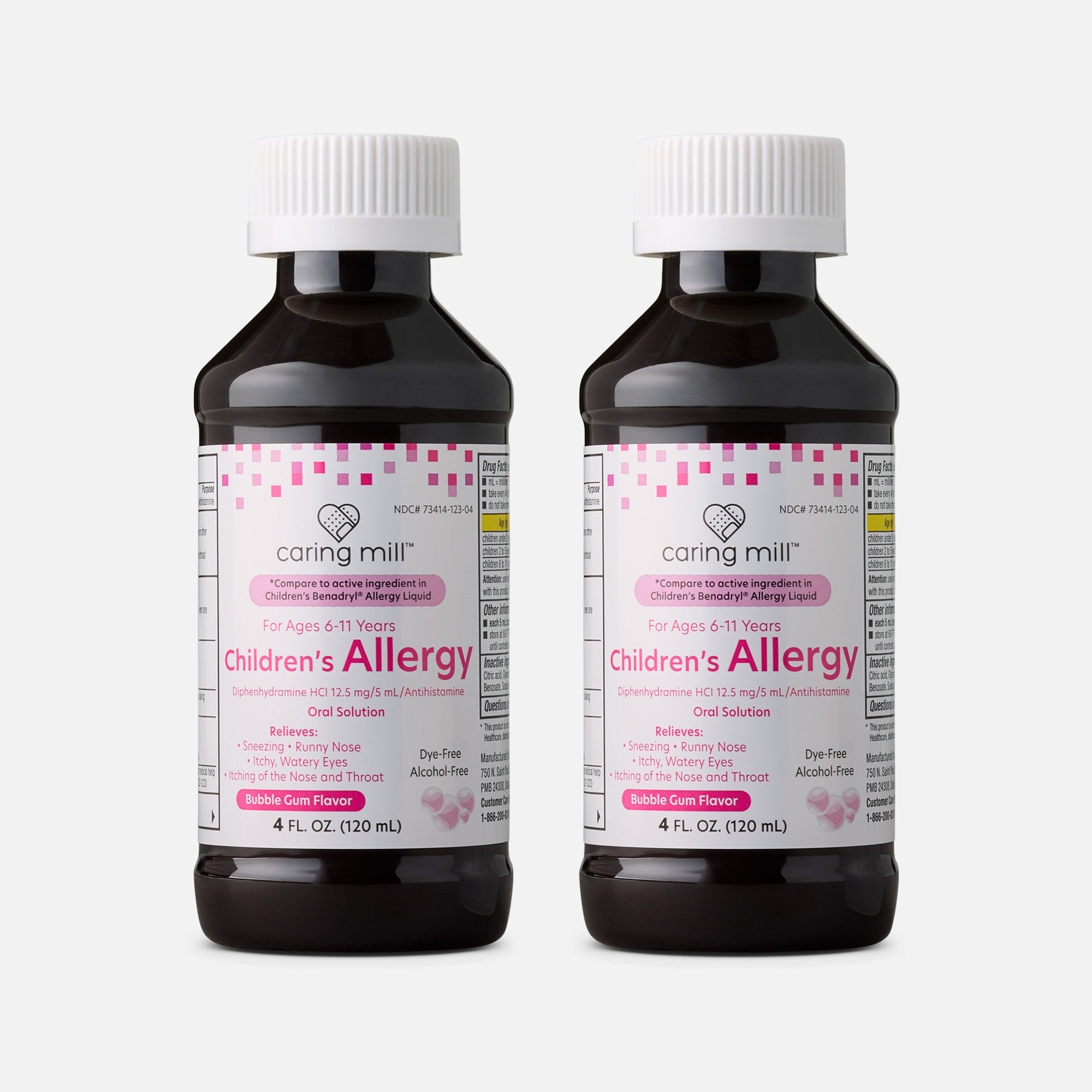 Caring Mill™ Children's Allergy Dye-Free Bubblegum Liquid 4 oz. (2-Pack)