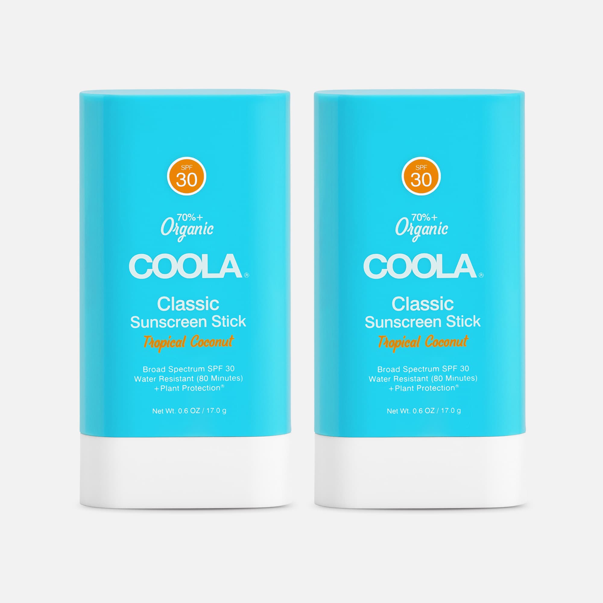 COOLA Classic Organic Sunscreen Face & Body Stick SPF 30 Tropical Coconut (2-Pack), , large