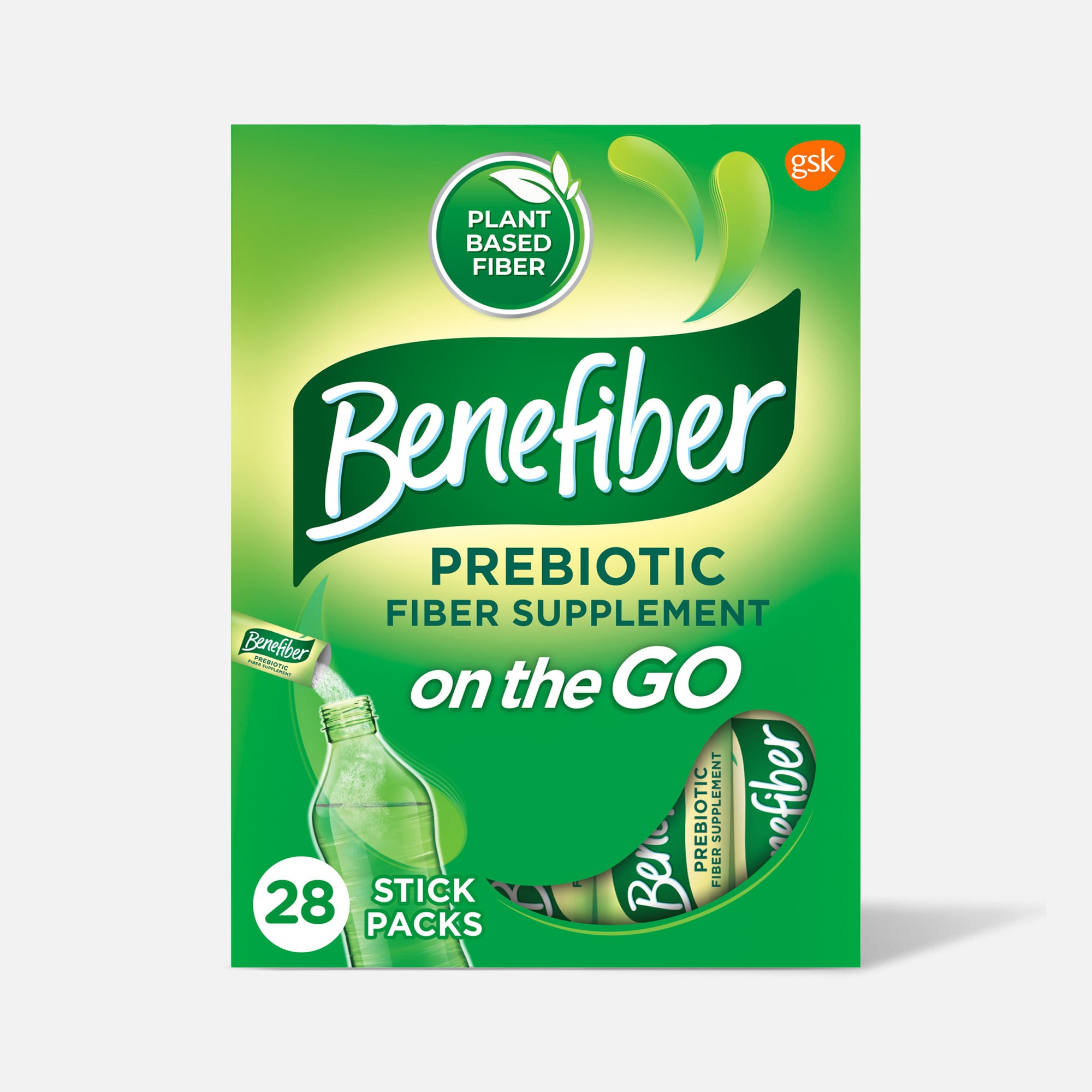 Benefiber On The Go Prebiotic Daily Fiber Supplement Powder Sticks, For Digestive Health, Unflavored, 28 ct., , large