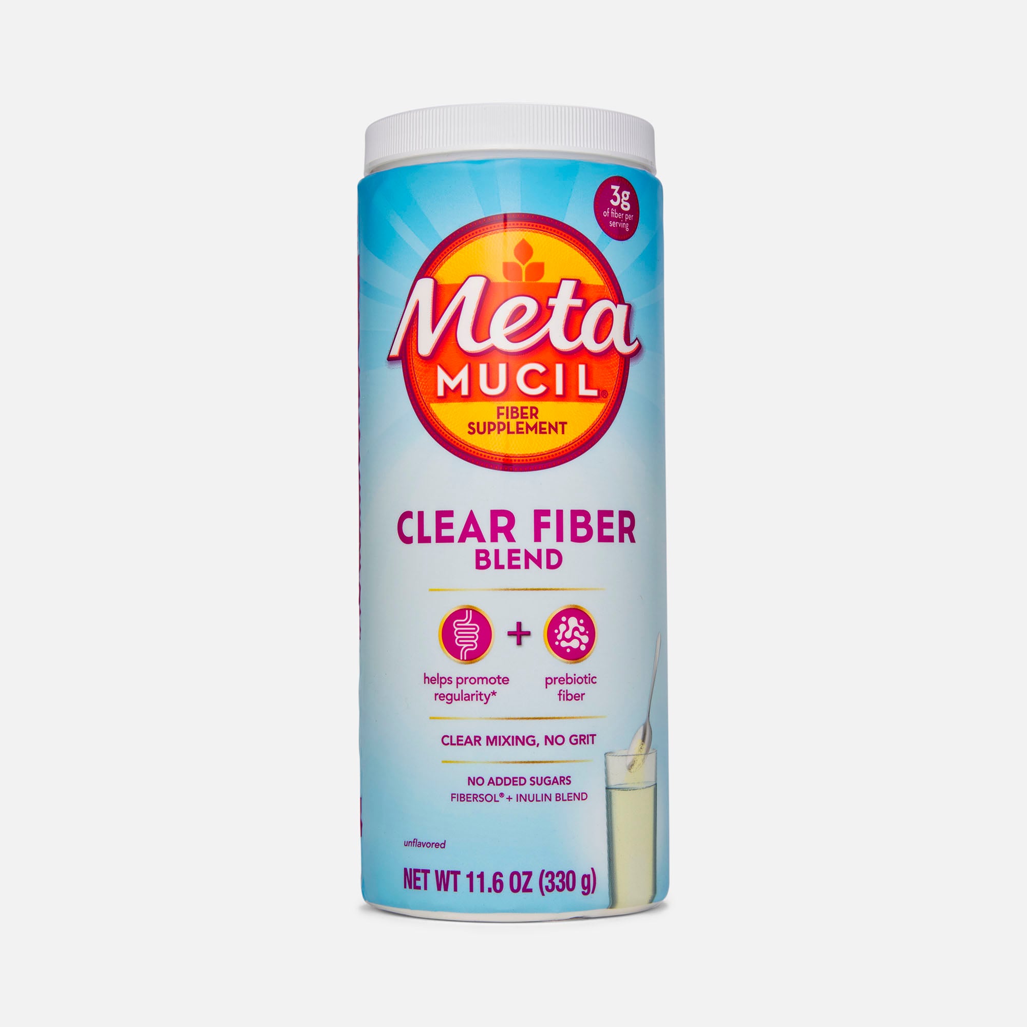 Metamucil Clear Fiber Blend Powder, Unflavored, 11.6 oz., , large