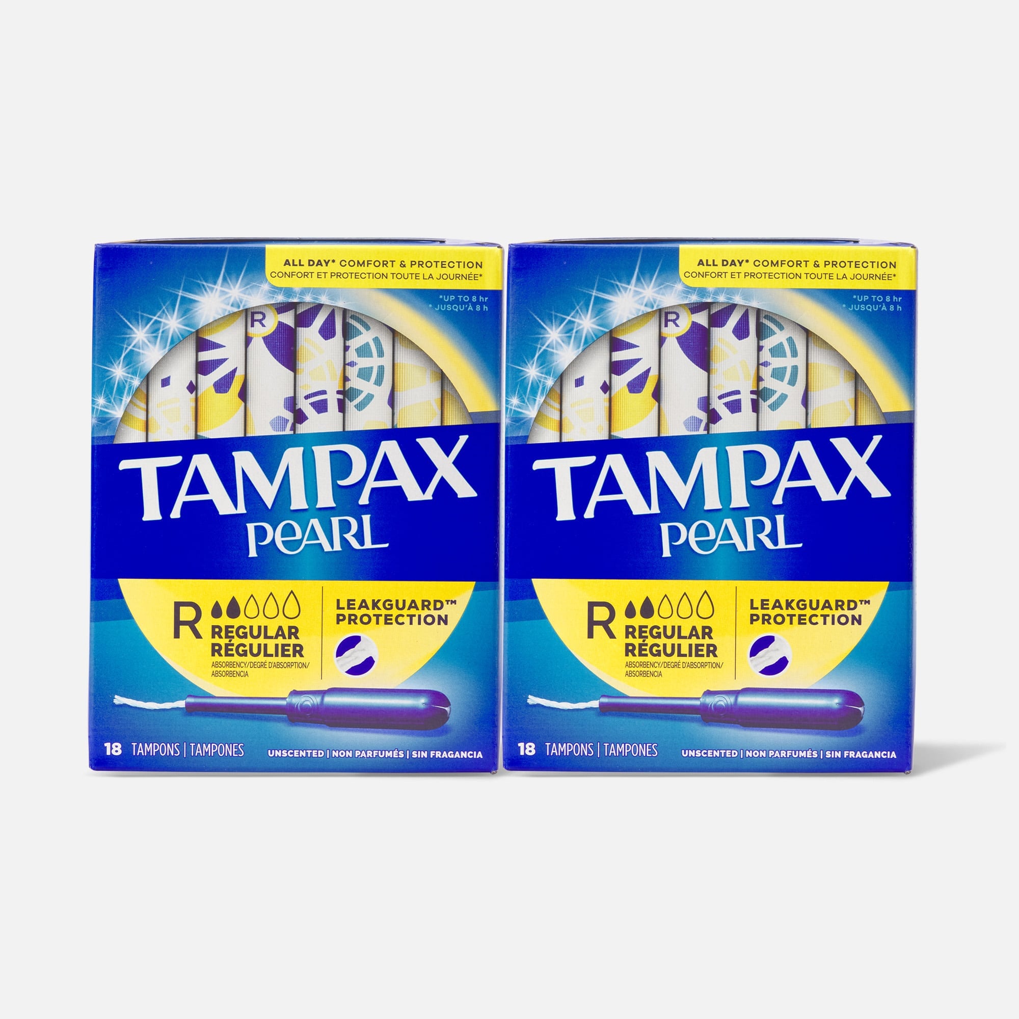 Tampax Pearl Tampons, Regular Absorbency, 18 ct. (2-Pack), , large