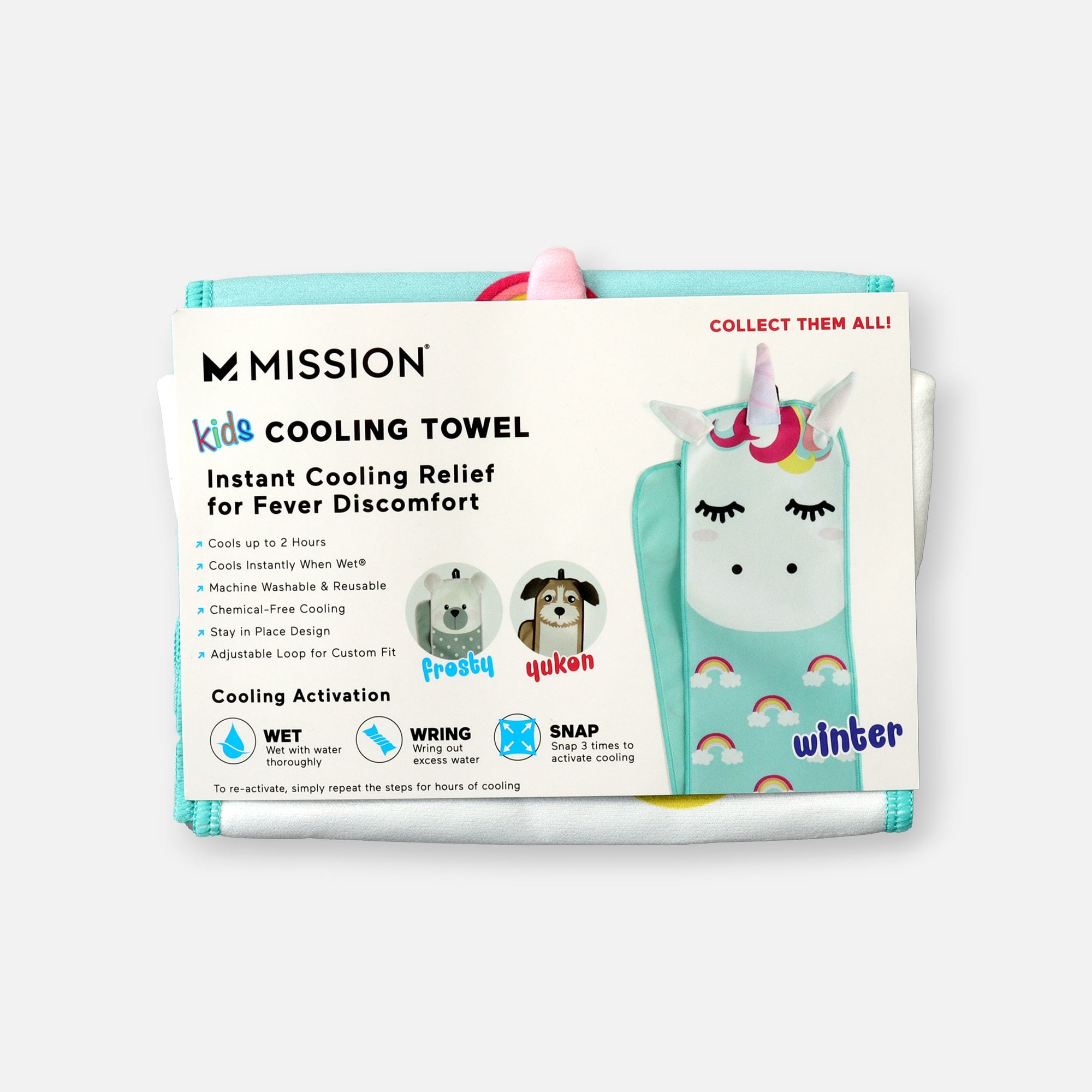 Mission Kid’s Fever Relief Cooling Towel - Winter The Unicorn, , large