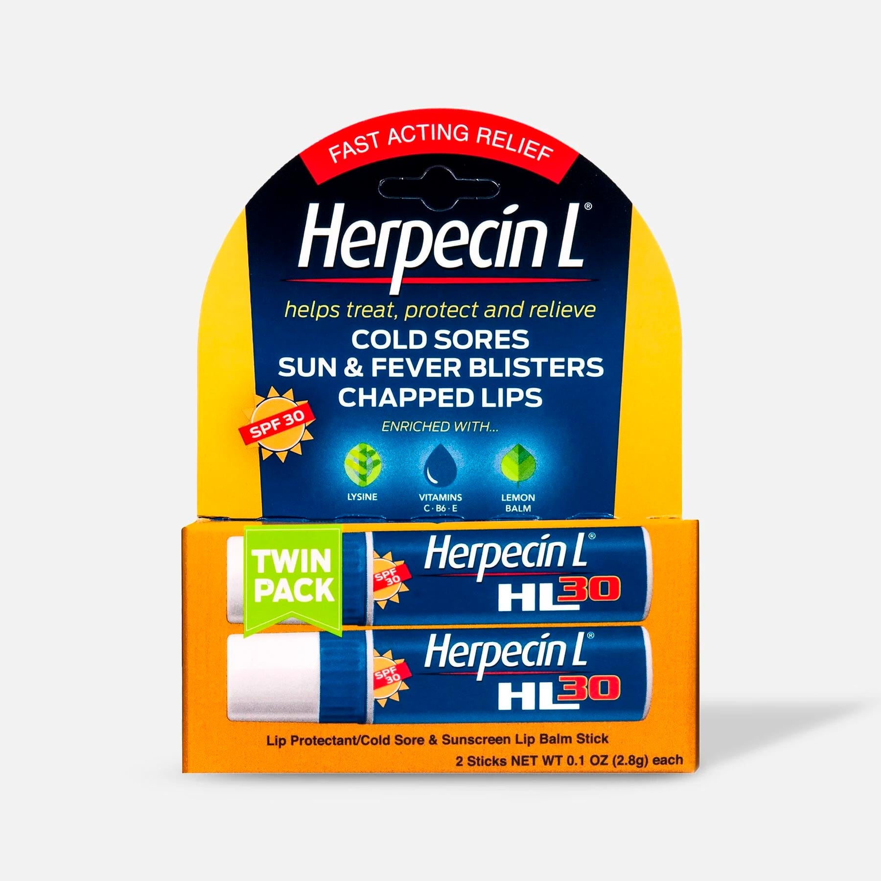 Herpecin-L Lip Protectant Cold Sore & Sunscreen Lip Balm, Twin-Pack, , large