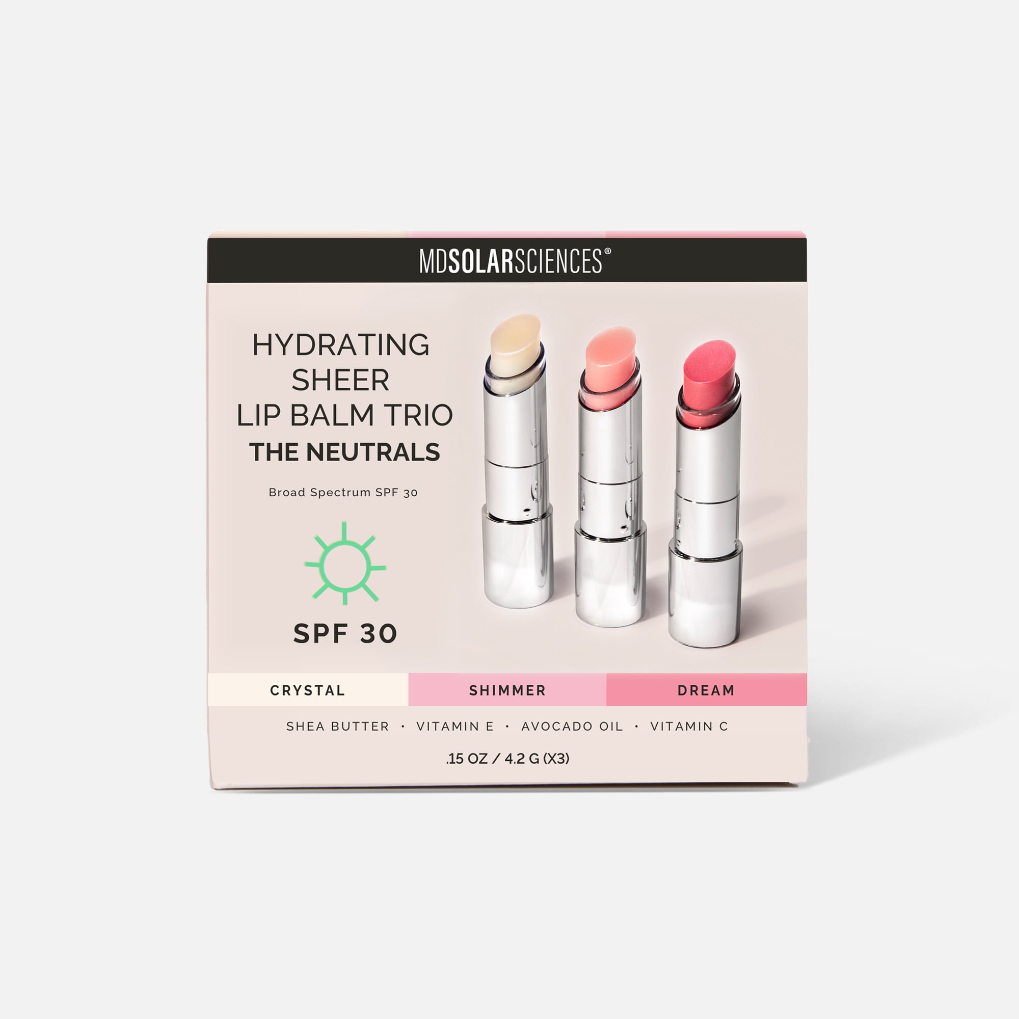 MDSolarSciences Hydrating Sheer Lip Balm Trio, Neutrals, SPF 30, , large