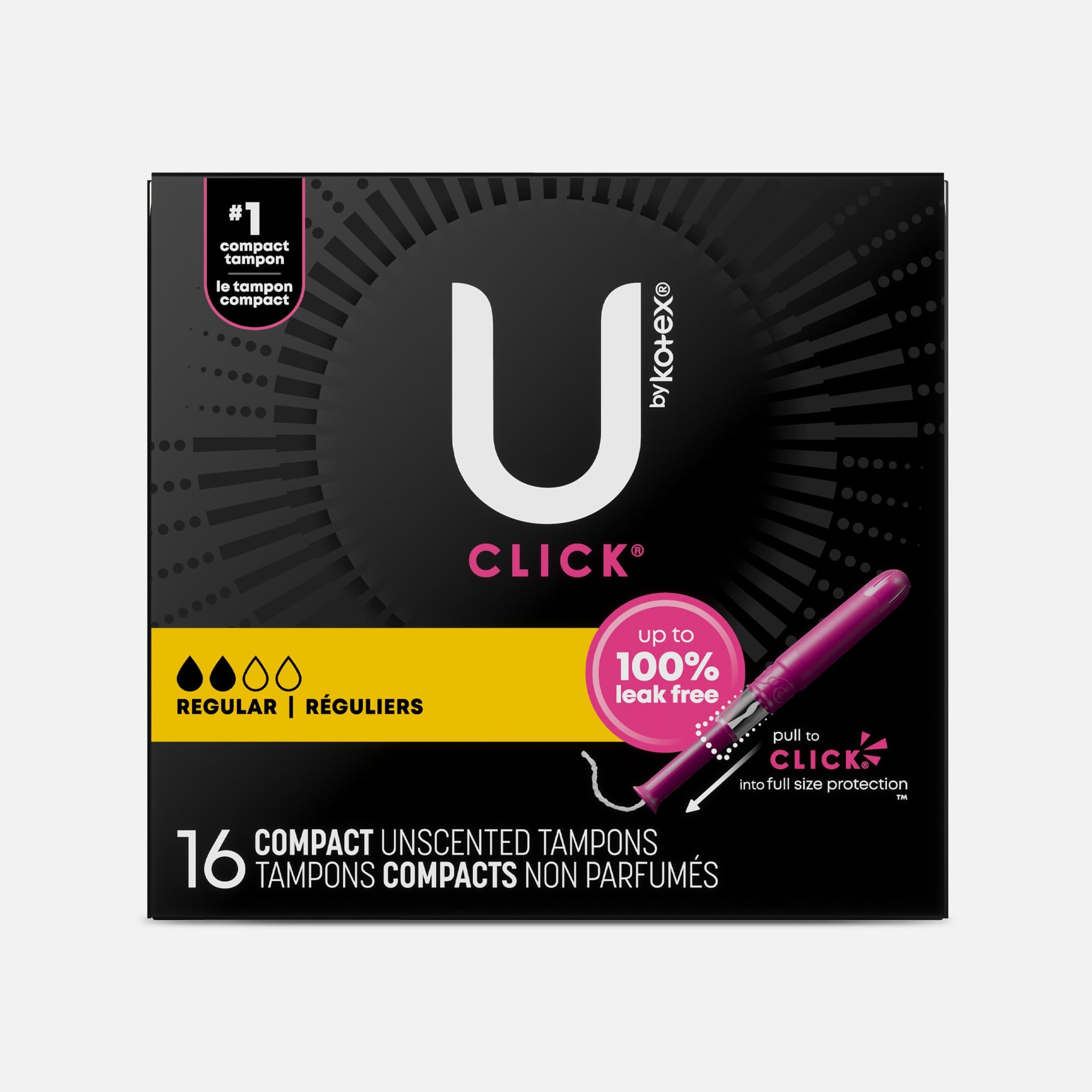 U by Kotex Click Compact Tampons, Regular Absorbency, , large